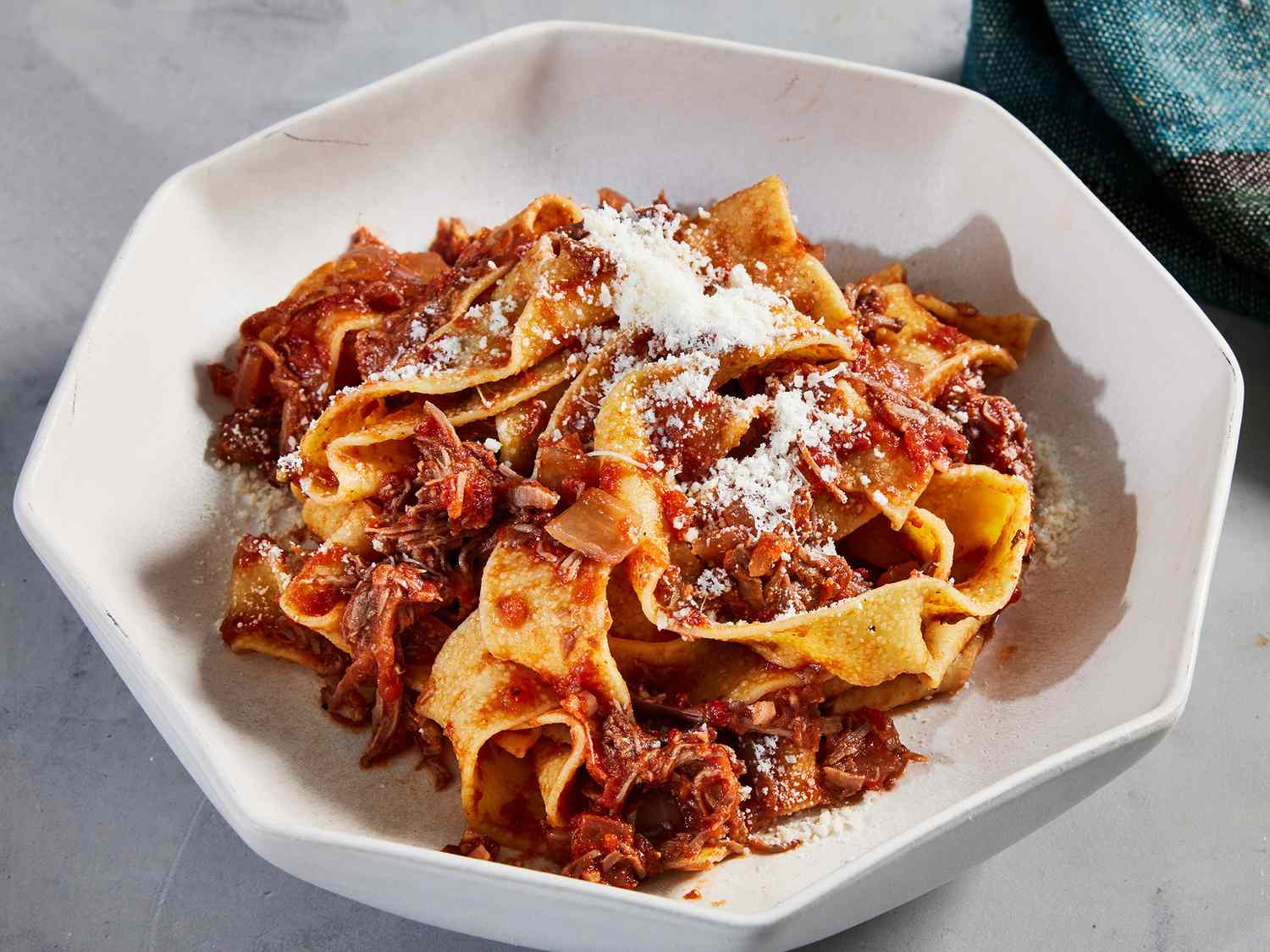 Beef Ragu with frash parmesan grated on top